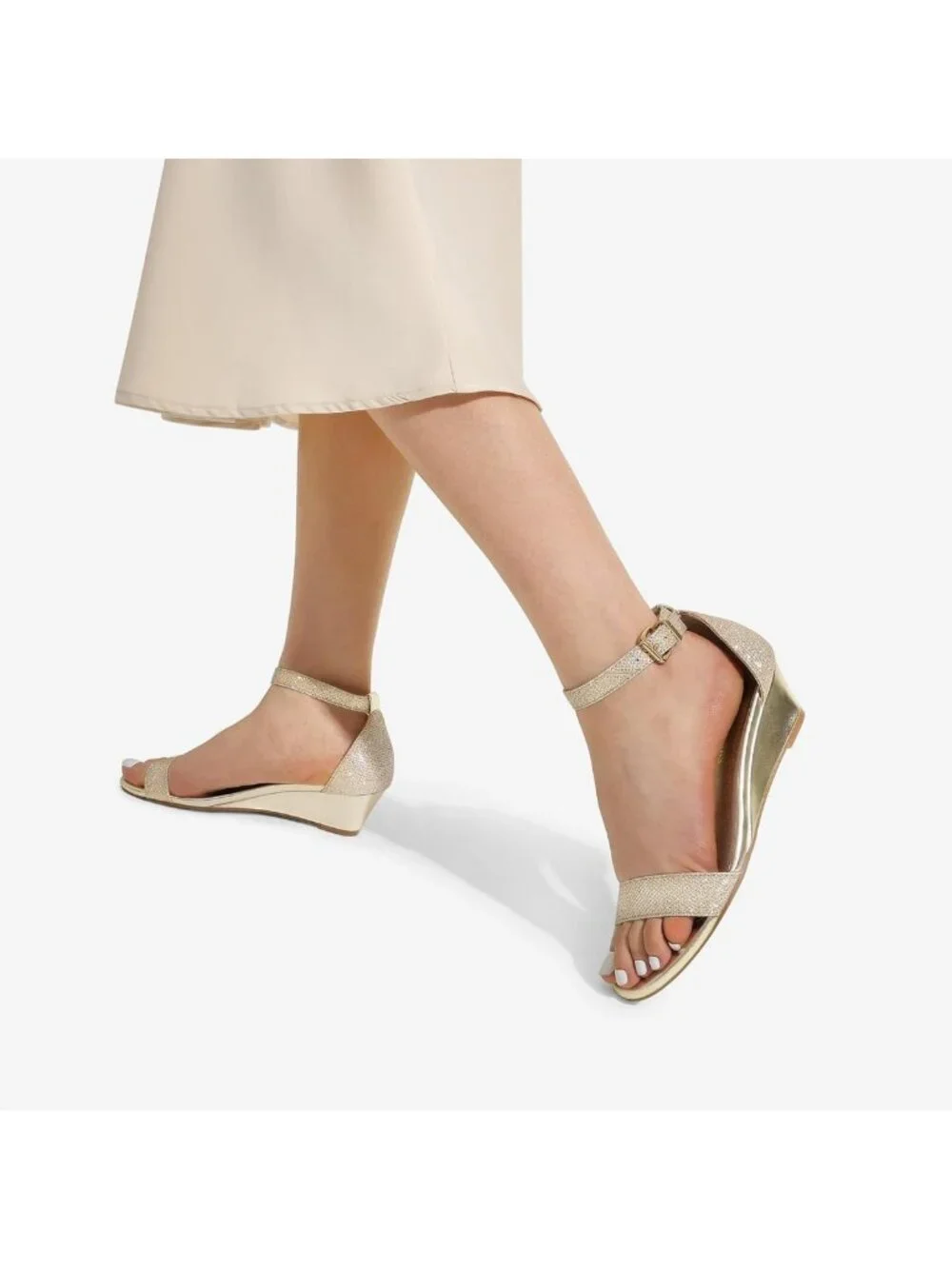 Chic Women's Ankle Strap Low Wedge Sandals - Comfortable & Stylish Footwear